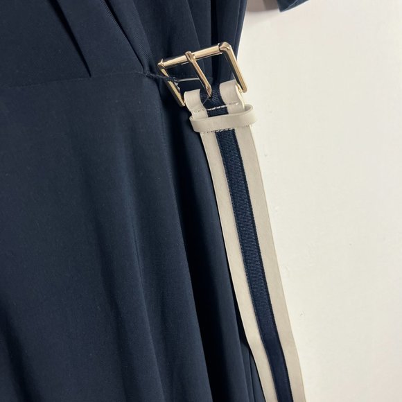 NWT Tommy Hilfiger Stripe Belted Surplice Neck Sheath Dress Navy Size 6 NEW $119 - Picture 5 of 15